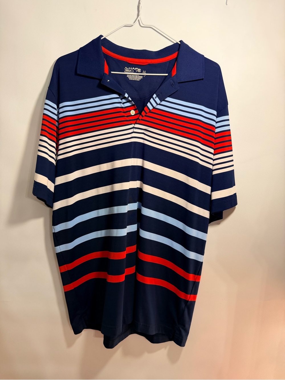 Tommy Bahama Navy, Red & Light Blue Striped Polo
